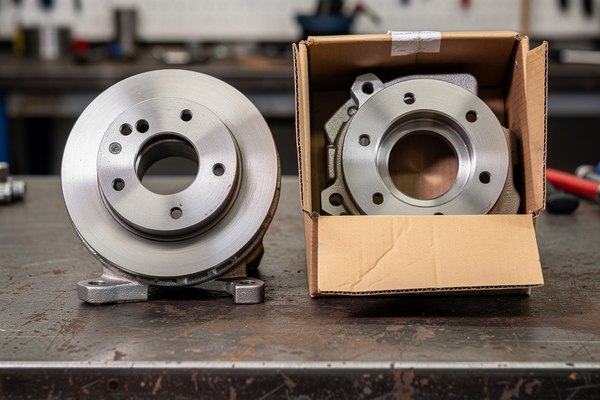 Mechanic comparing an original Mercedes part with an aftermarket alternative on a workbench